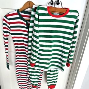 Elowel Old Navy Children Pajamas Red Green White Holiday Unisex Kids Sz 10 & 12